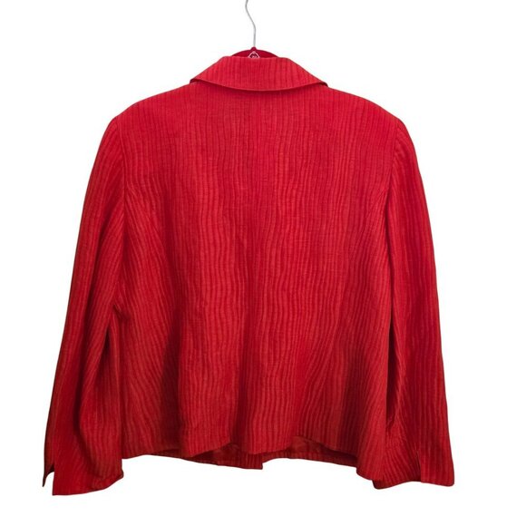 Jones New York Collection Linen Silk Blend Red Orange Textured Blazer Size XL - Picture 2 of 5